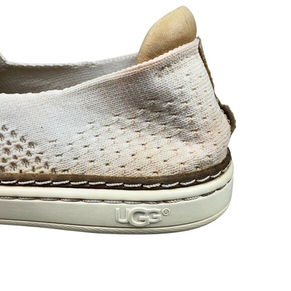 UGG Sammy Knit Slip-On Sneakers Womens Size 7 White Leather Flats - Picture 3 of 11